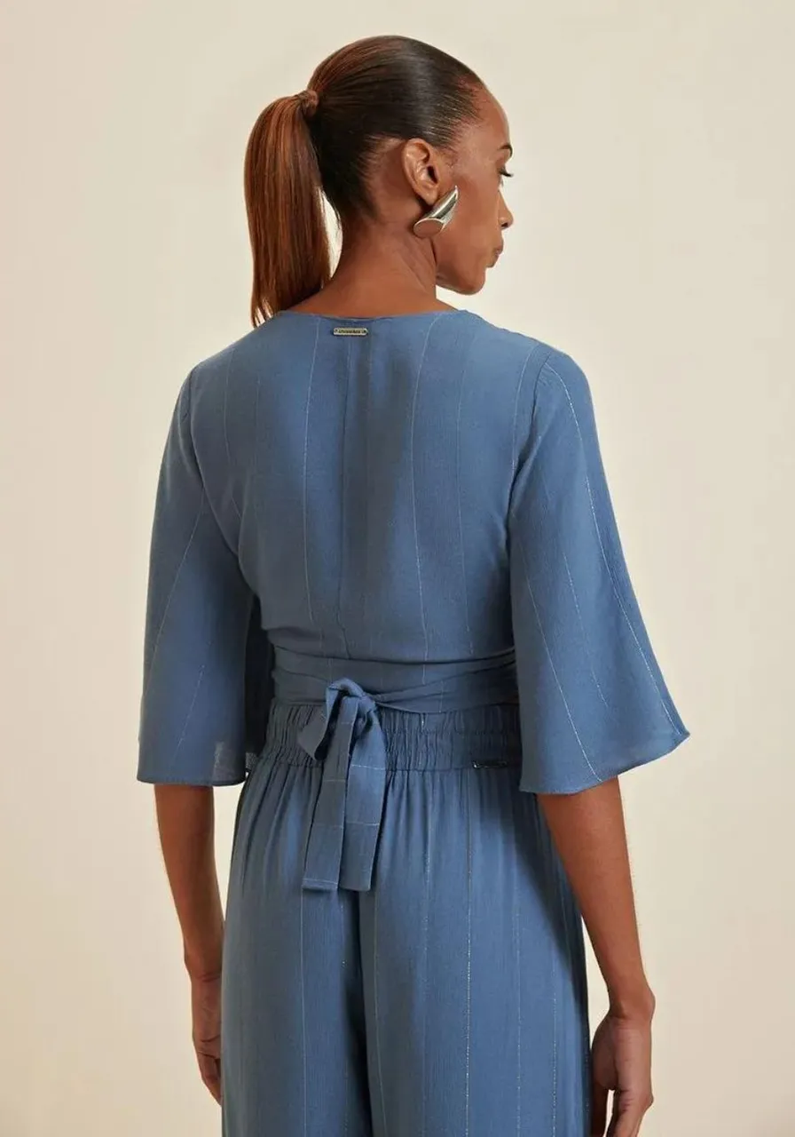 Blusa Decote V Amarração Transpassada