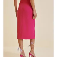 Saia Morena Rosa Midi Reta Com Fenda - imagem 2