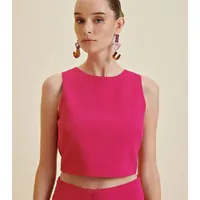 Blusa Morena Rosa Sem Mangas Com Zíper - imagem 1