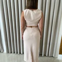 Top Morena Rosa Reto Sem Manga Detalhe Alça Bege - imagem 6