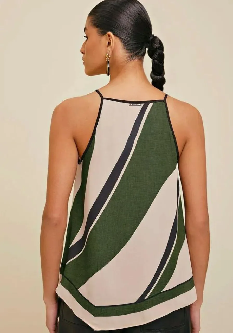 Blusa Regata Estampada Verde