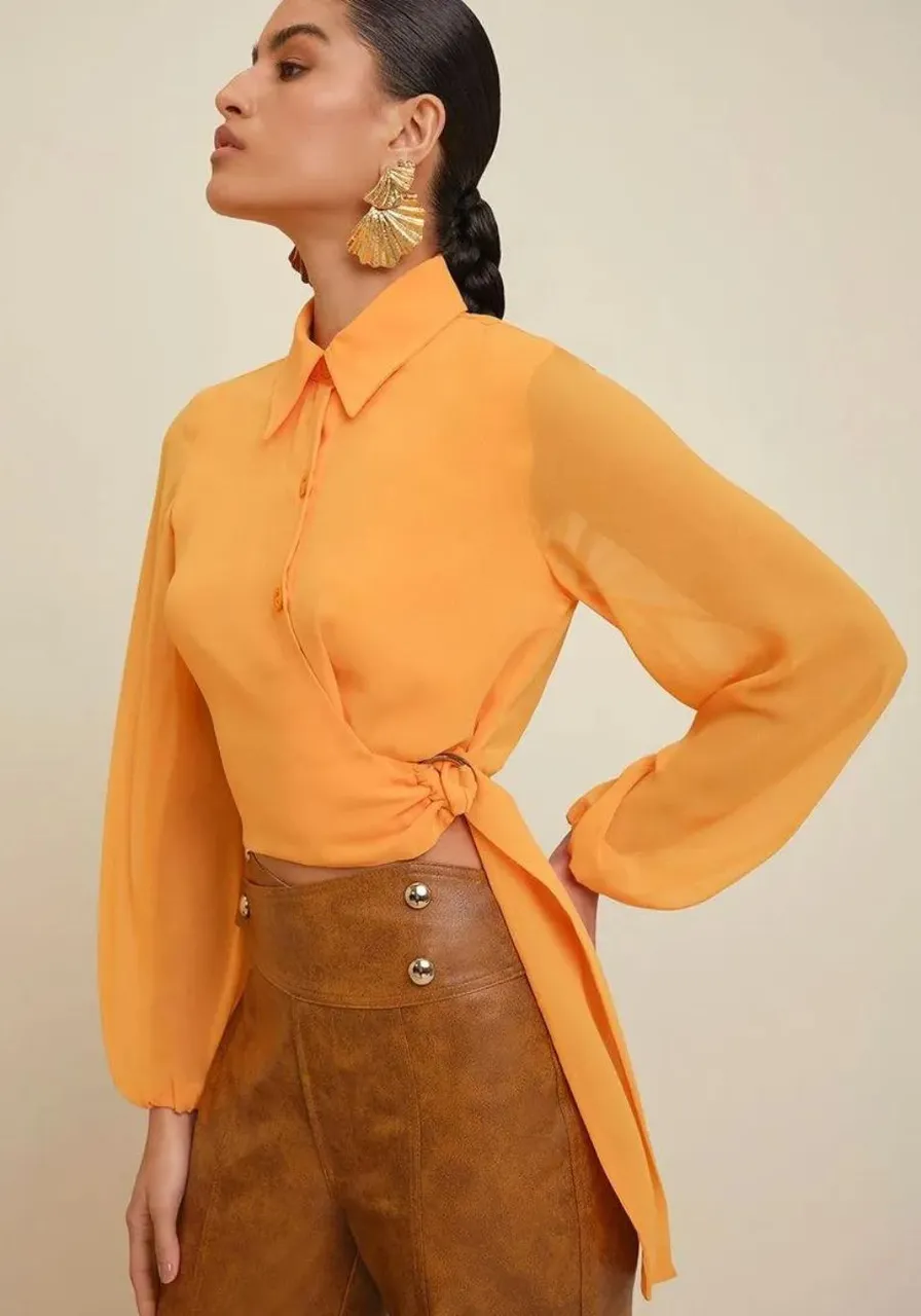 Camisa Morena Rosa Com Faixa E Fivela 