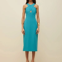 Vestido Morena Rosa Midi Decote Transpassado e Fenda  - imagem 1