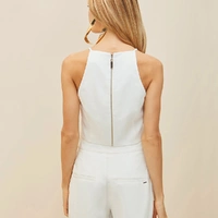 Blusa Cropped Alfaiataria Decote Reto - imagem 2