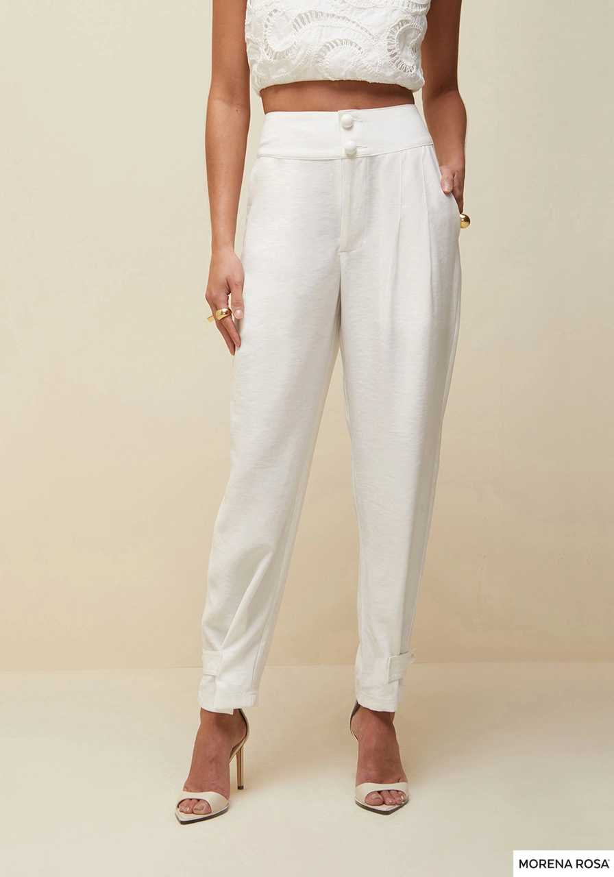 Calça Alfaiataria Reta Off White