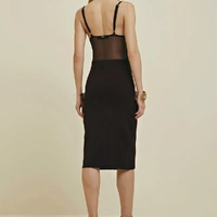 Vestido Midi Decote V Em Tricot Preto - imagem 5