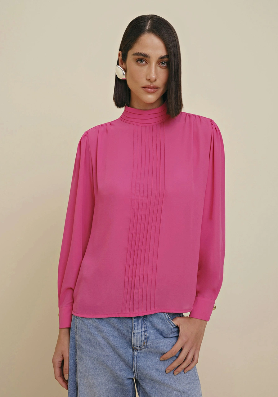 Blusa Morena Rosa Manga Longa Rosa