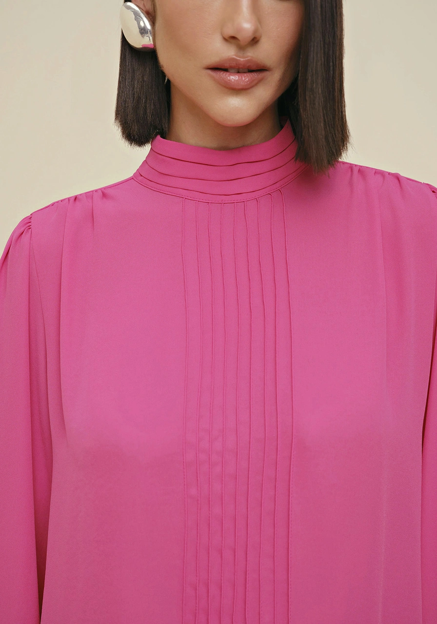 Blusa Morena Rosa Manga Longa Rosa