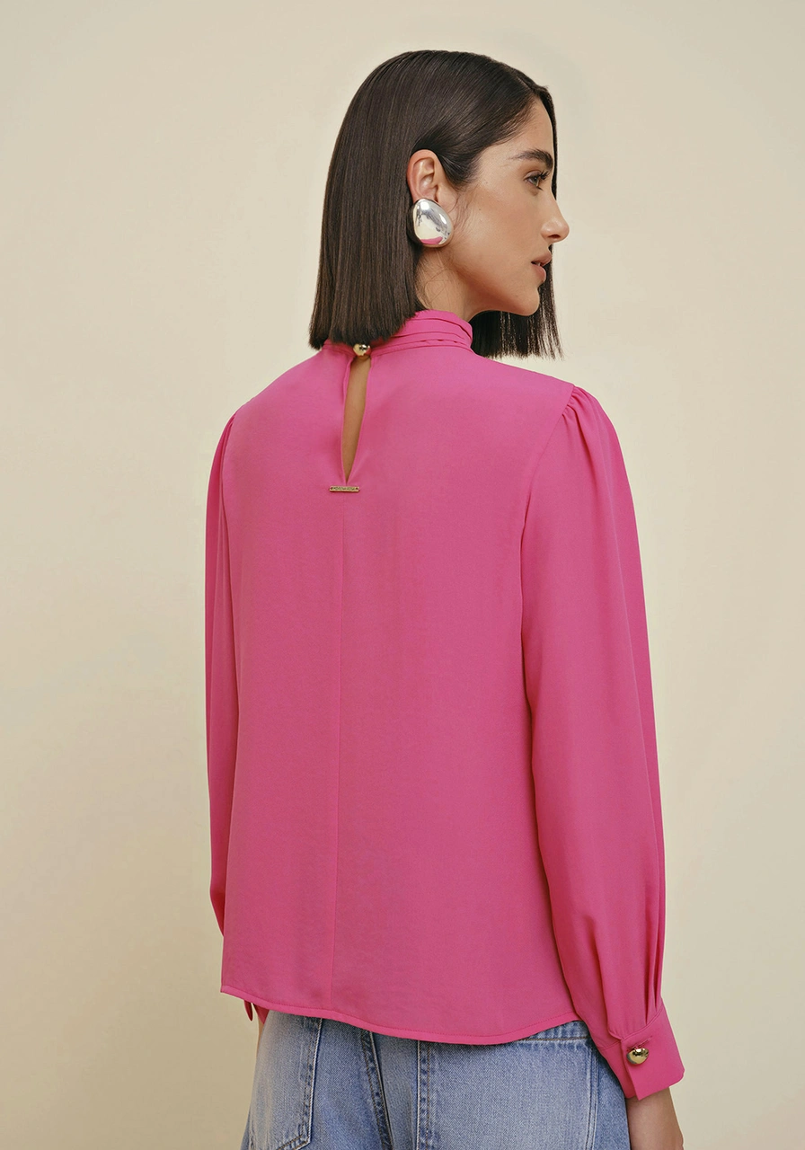 Blusa Morena Rosa Manga Longa Rosa