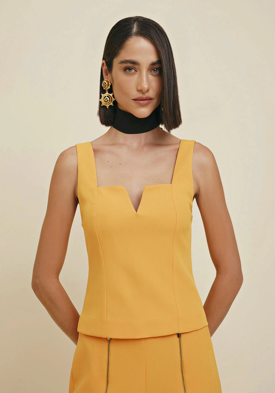 Blusa Morena Rosa Decote V Laranja 