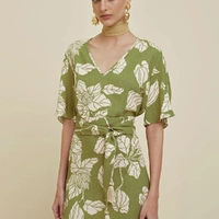 Vestido Curto Decote V Estampado - imagem 1