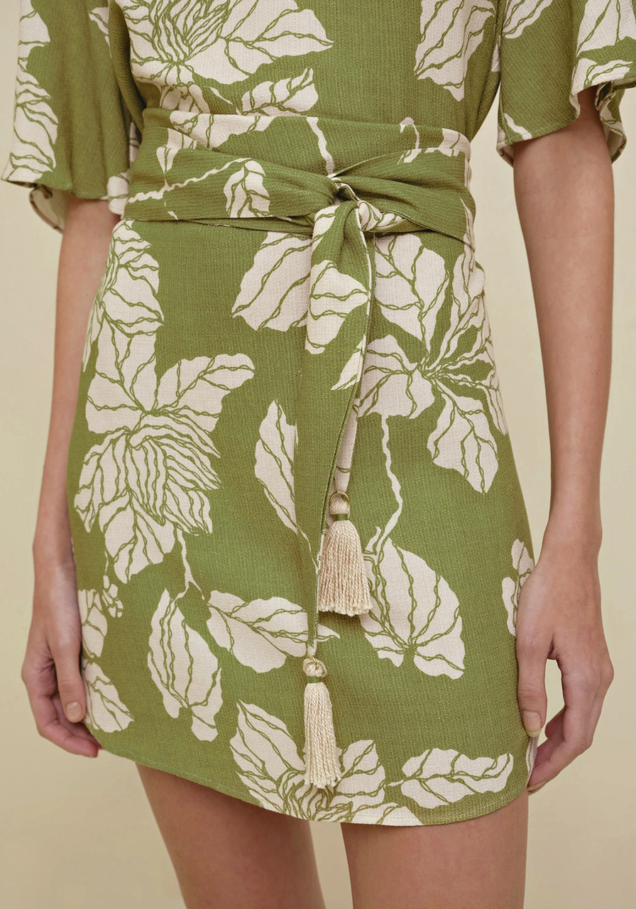 Vestido Curto Decote V Estampado