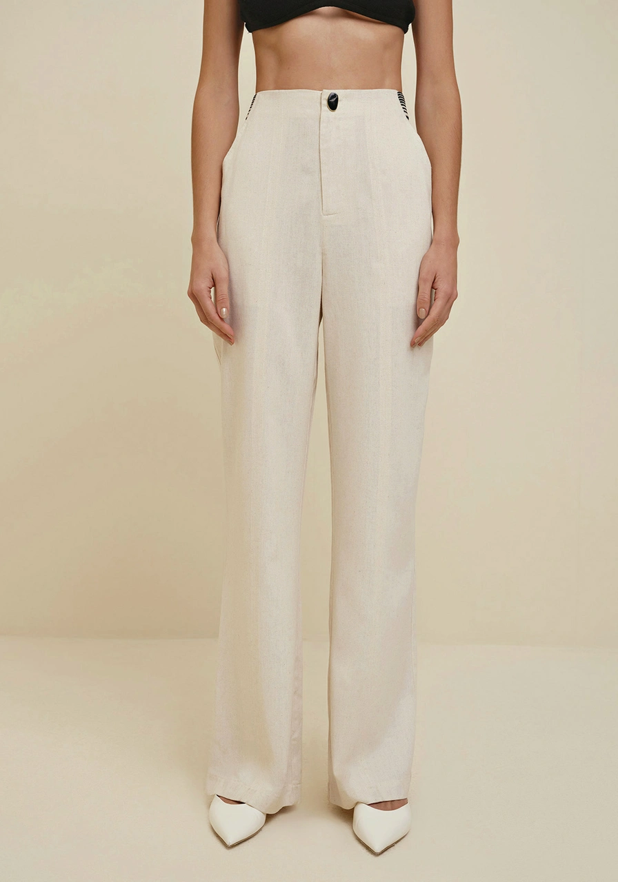 Calça Morena Rosa Reta Detalhe Elástico