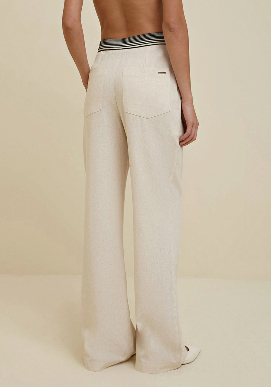 Calça Morena Rosa Reta Detalhe Elástico