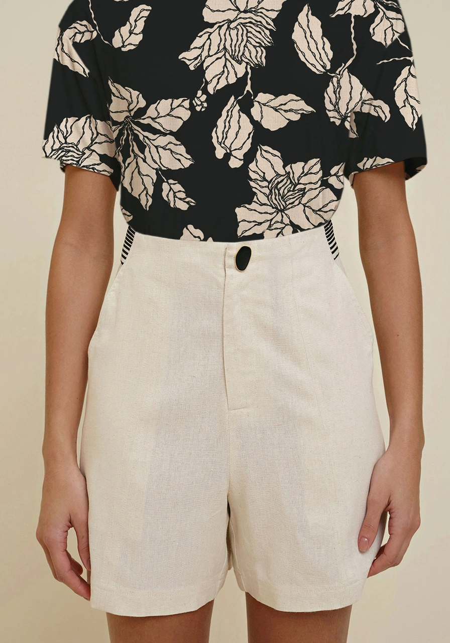 Short Morena Rosa Reto Detalhe Elástico