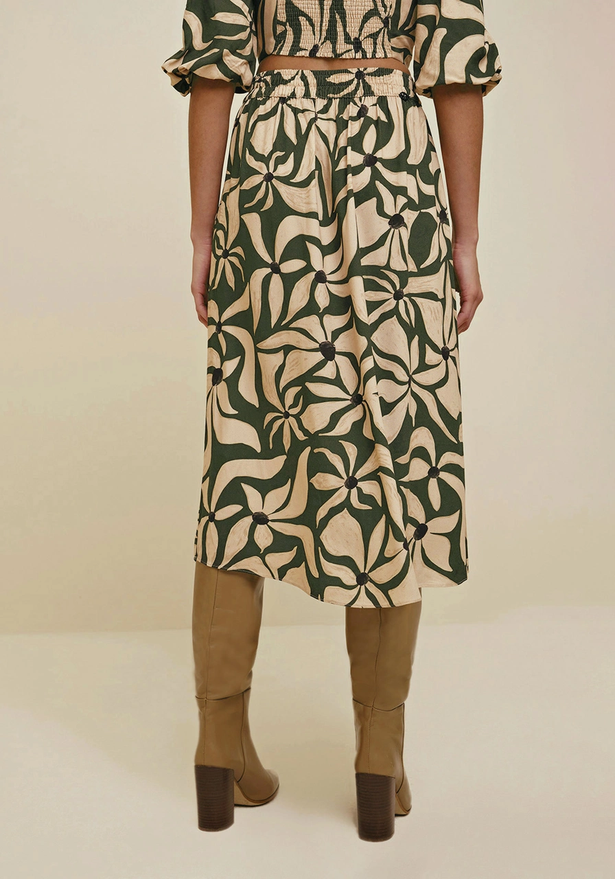 Saia Midi Reta Estampa Floral