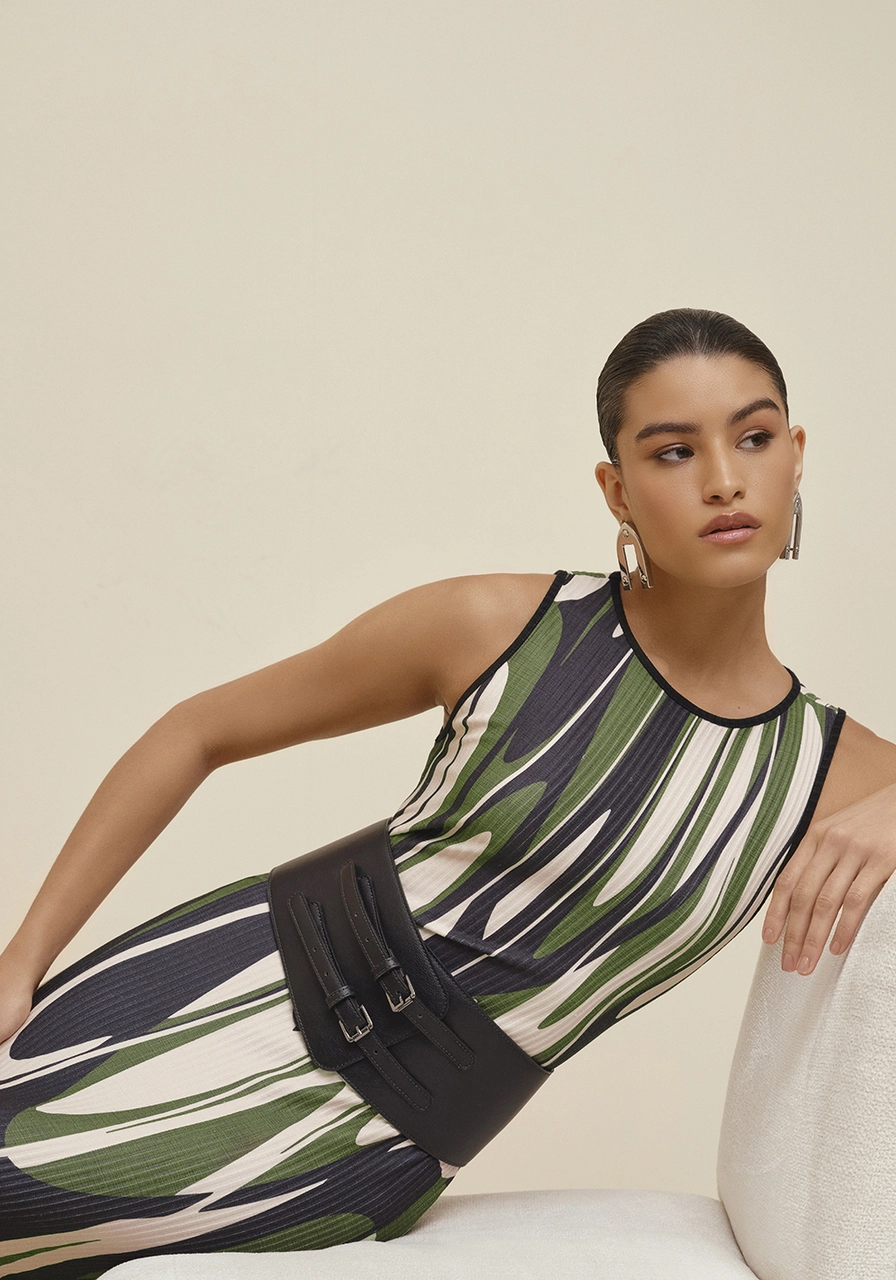 Vestido Morena Rosa Midi Estampado