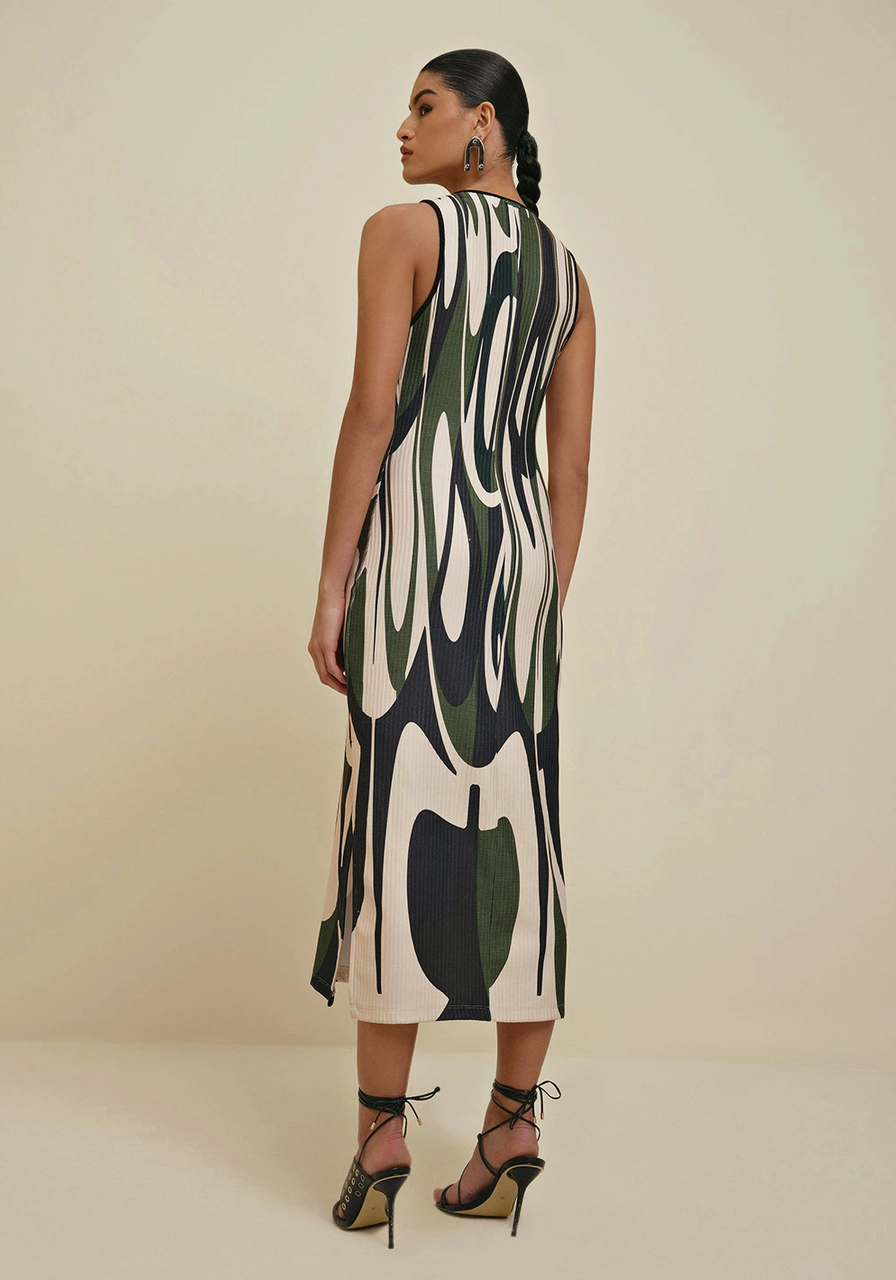 Vestido Morena Rosa Midi Estampado