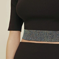 Blusa Cropped Detalhe Aplicações Strass - imagem 1