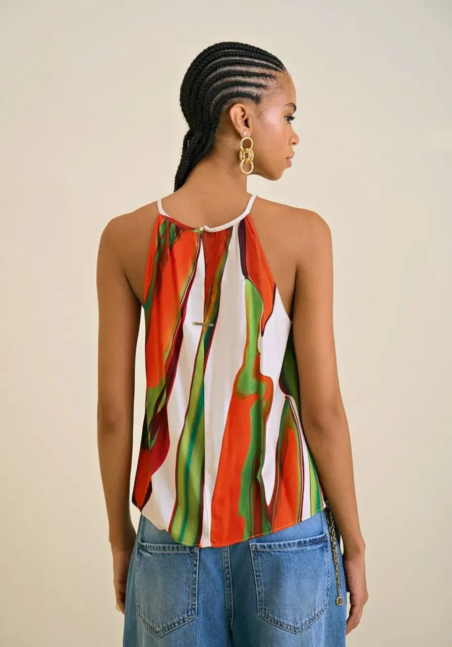 Blusa Decote Redondo Alça com Placa Morena Rosa 