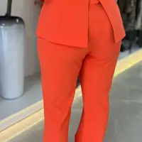 Calça Flare Alfaiataria Cós Alto Laranja  - imagem 2