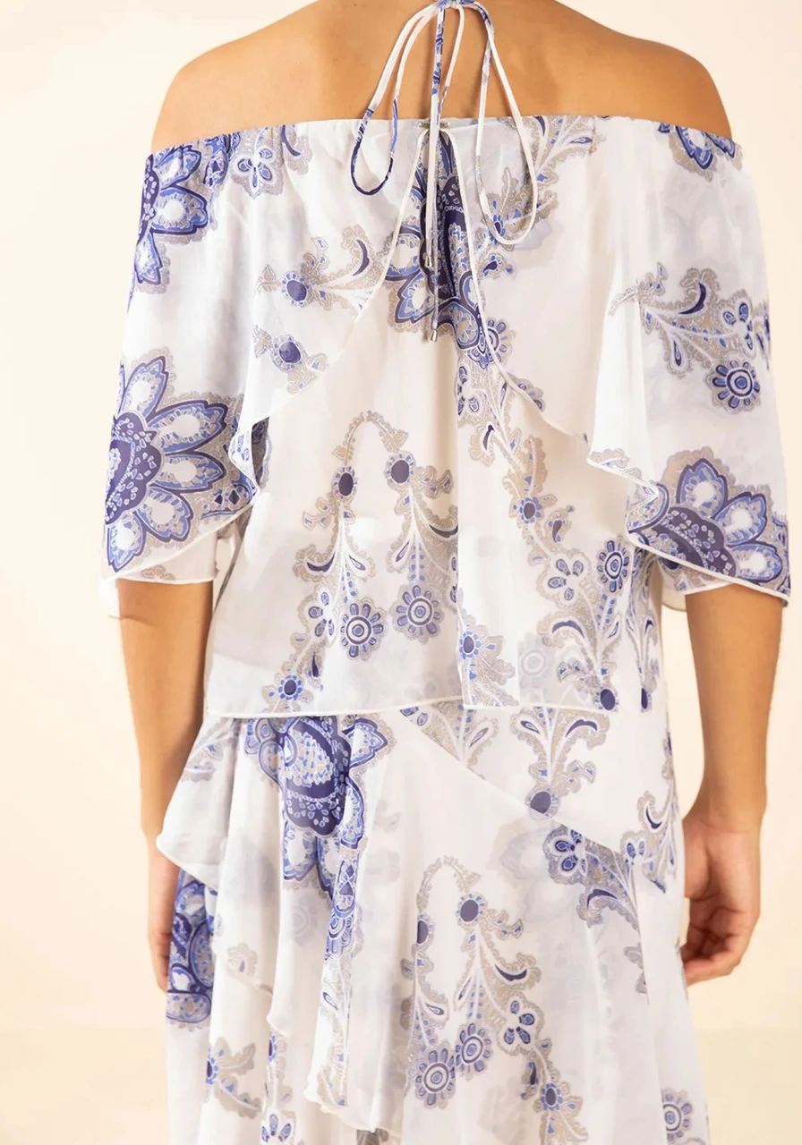 Blusa Solta Ombro A Ombro Manga Longa Morena Rosa Ref 14994