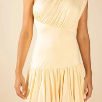 Vestido Ajustado Um Ombro Só Sem Manga Curto Amarelo Morena Rosa Ref 14990 - imagem 3