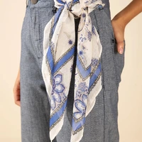 Calça Flare Alta Azul Com Lenço Morena Rosa Ref 15069 - imagem 3