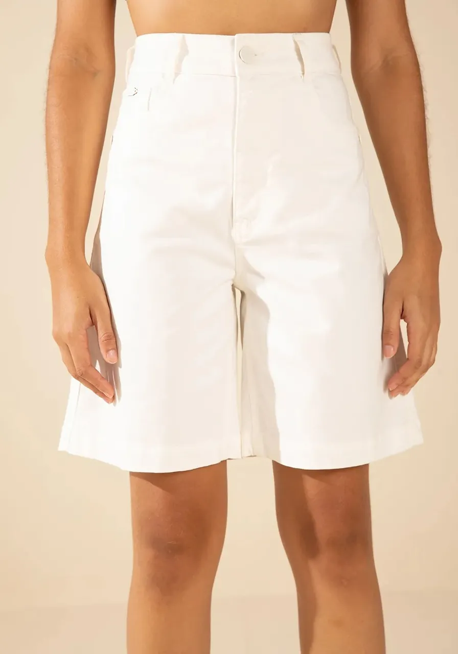 Bermuda Reta Alta Off White Morena Rosa Ref 15063