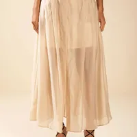Saia Evase Alta Midi Bege Morena Rosa Ref 15521 - imagem 3