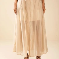 Saia Evase Alta Midi Bege Morena Rosa Ref 15521 - imagem 3