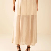 Saia Evase Alta Midi Bege Morena Rosa Ref 15521 - imagem 1