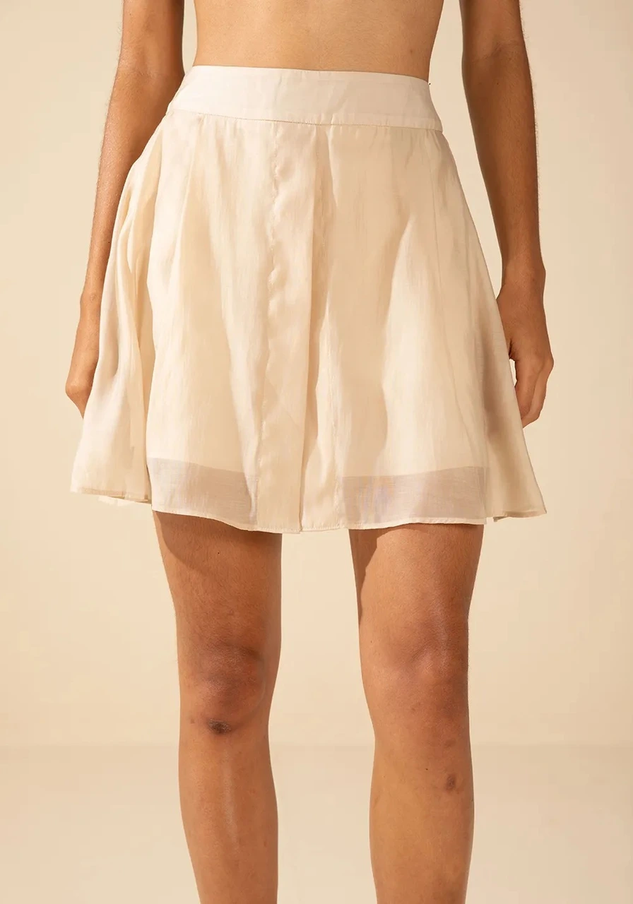 Shorts Morena Rosa Saia Amplo Alta Bege Ref 15519