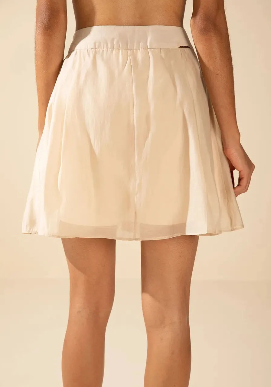 Shorts Morena Rosa Saia Amplo Alta Bege Ref 15519