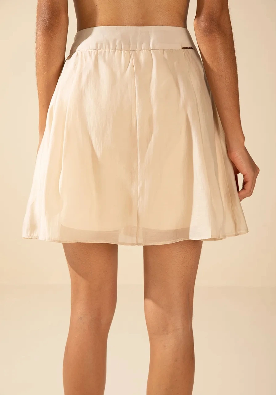 Shorts Morena Rosa Saia Amplo Alta Bege Ref 15519