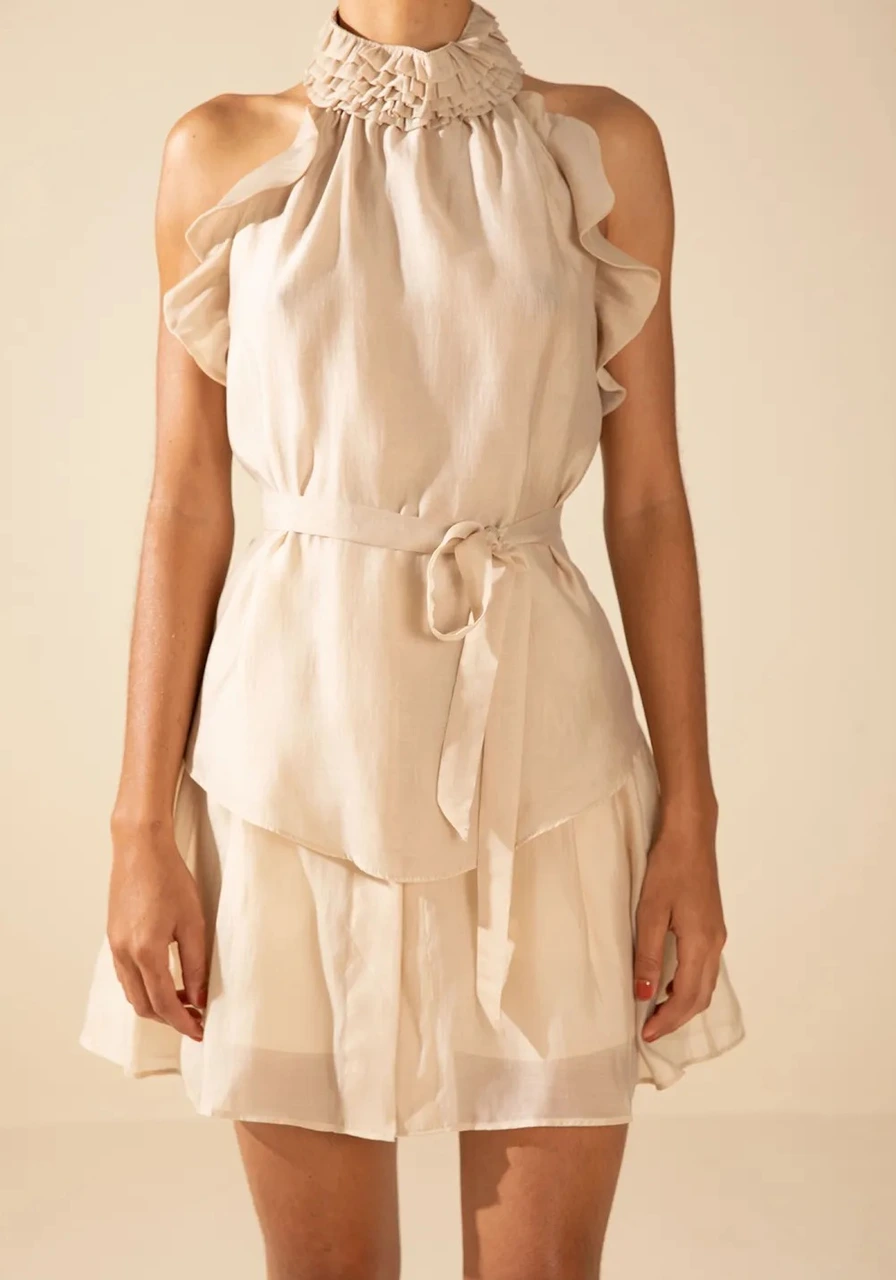 Regata Morena Rosa Solta Decote Costas Padrão Bege Ref 15520