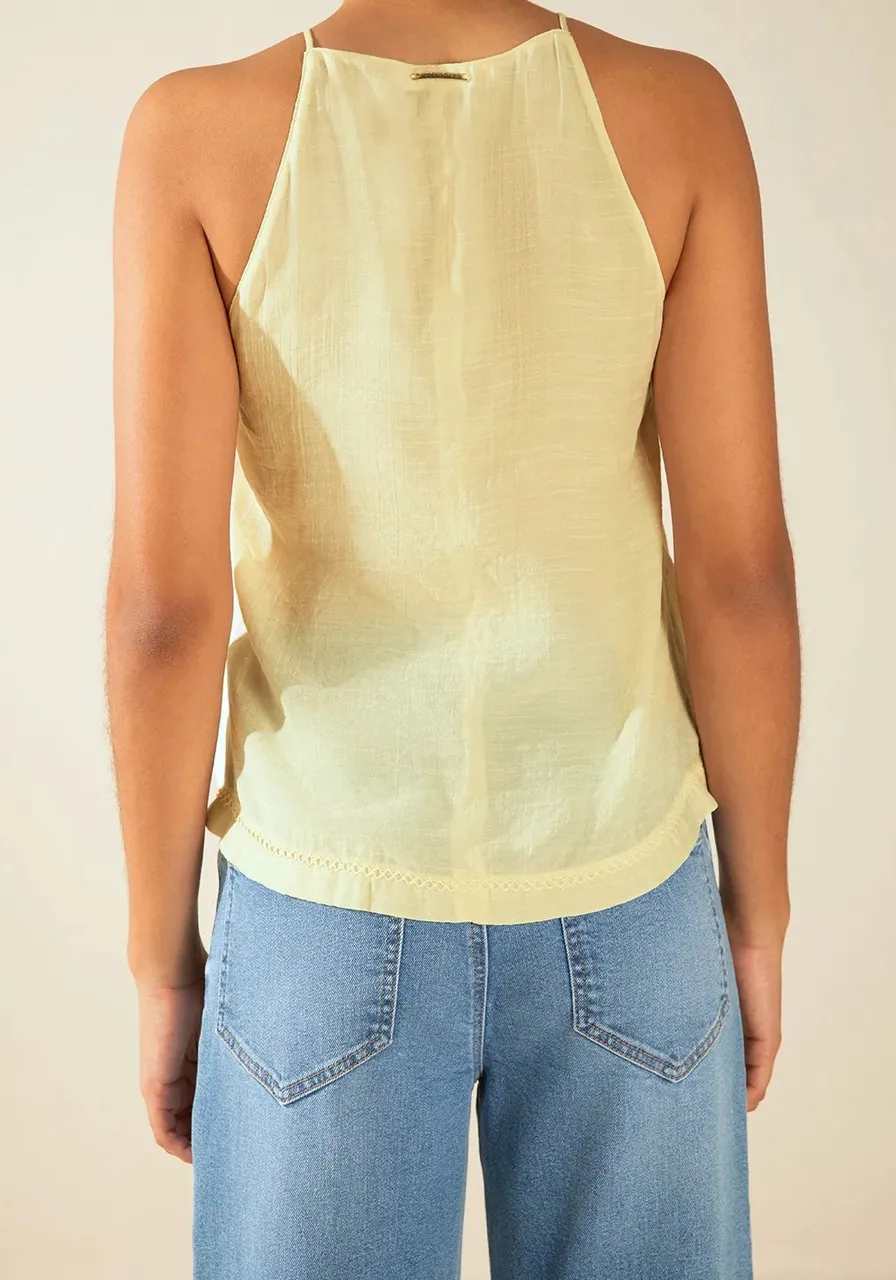 Regata Ajustada Decote V Padrão Amarelo Ref 15720