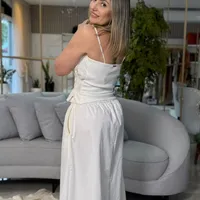 Saia Evase Alta Longa Off White Morena Rosa Ref 15511 - imagem 3