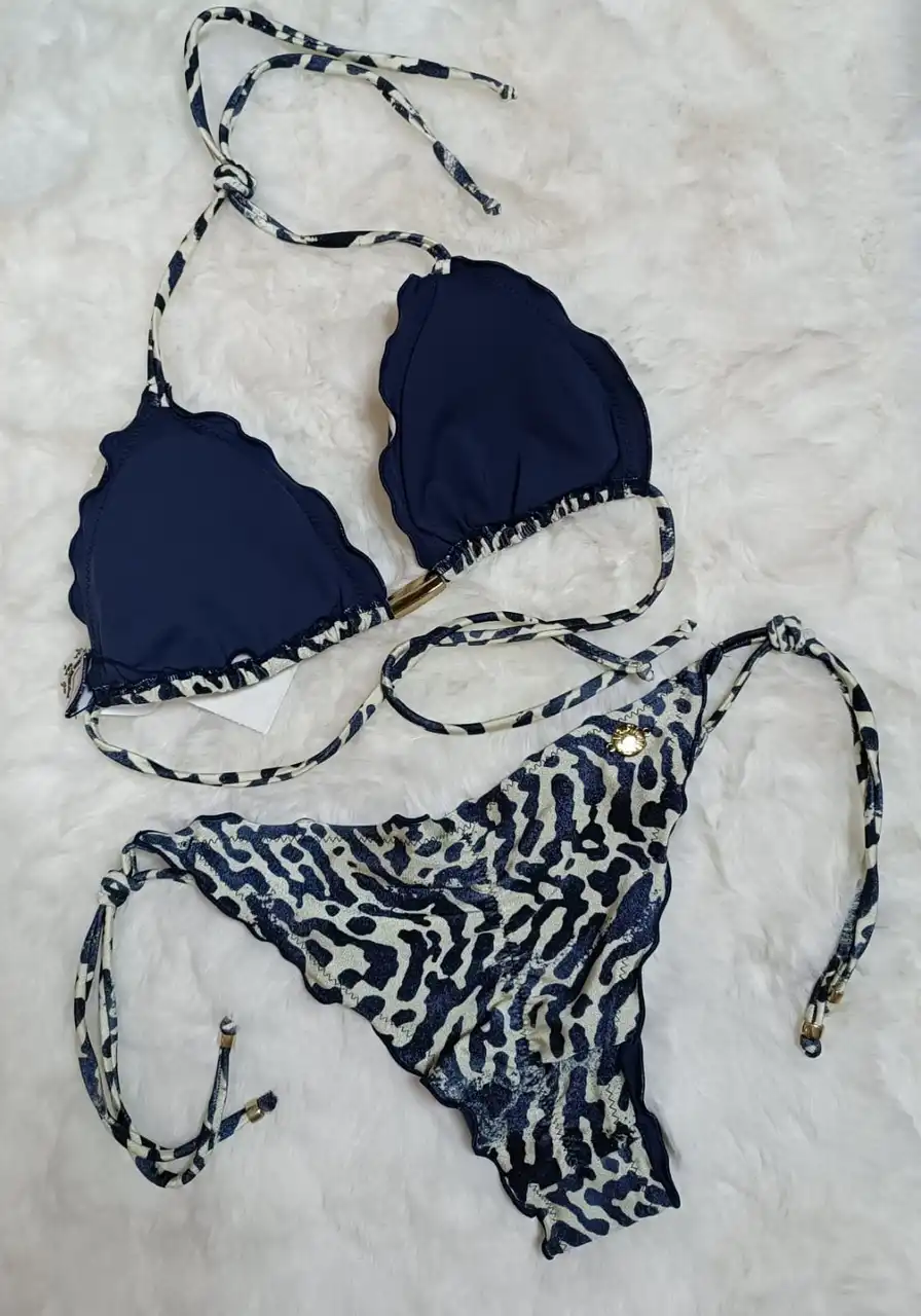 Biquini Cortininha Ripple Com Ponteiras Morena Rosa Ref 8498