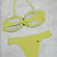 Biquini Tomara Detalhe Elo Amarelo Morena Rosa Ref 8087 - imagem 2