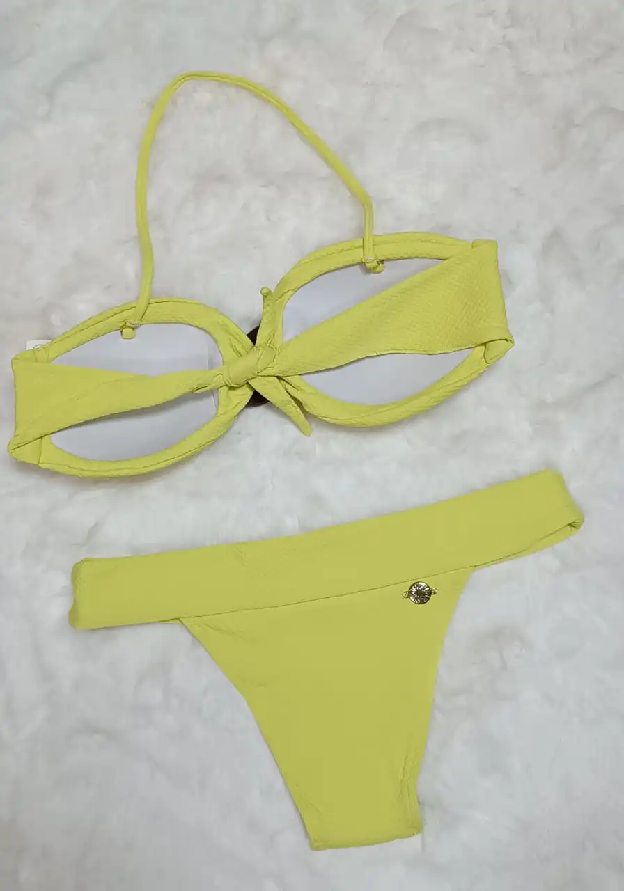 Biquini Tomara Detalhe Elo Amarelo Morena Rosa Ref 8087