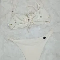 Biquini Cortinão Detalhe Elástico Off White Morena Rosa Ref 10487 - imagem 1