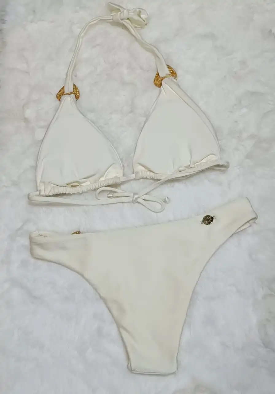 Biquini Cortininha Alongado Detalhe Orgânico Morena Rosa Ref 8502