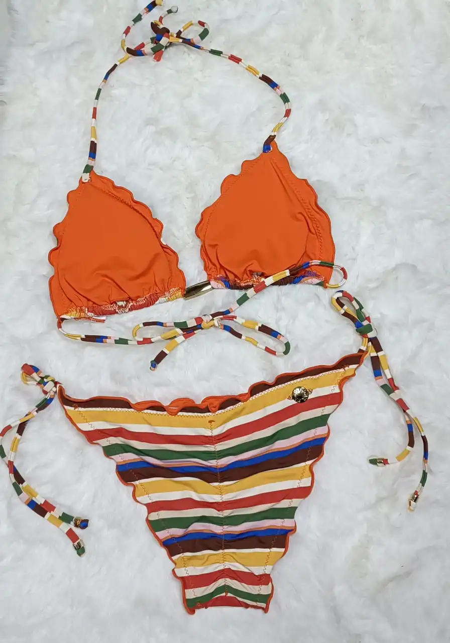 Biquíni Cortininha Com Ponteiras Morena Rosa Ref 10590