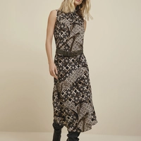 Vestido Morena Rosa Midi Gola Alta Estampado - imagem 1