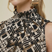 Vestido Morena Rosa Midi Gola Alta Estampado - imagem 3