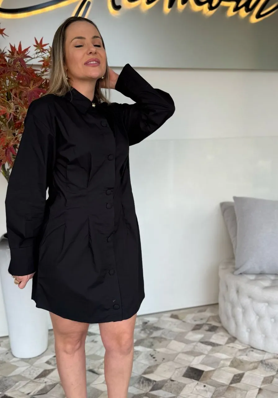 Vestido Solto Gola Clássica manga longa Morena Rosa Ref 13435