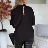 Blusa Solta Gola Alta Manga Curta Padrão Morena Rosa Ref 13232 - imagem 2