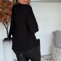 Blusa Solta Gola Alta Manga Curta Padrão Morena Rosa Ref 13232 - imagem 1