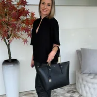 Blusa Solta Gola Alta Manga Curta Padrão Morena Rosa Ref 13232 - imagem 5